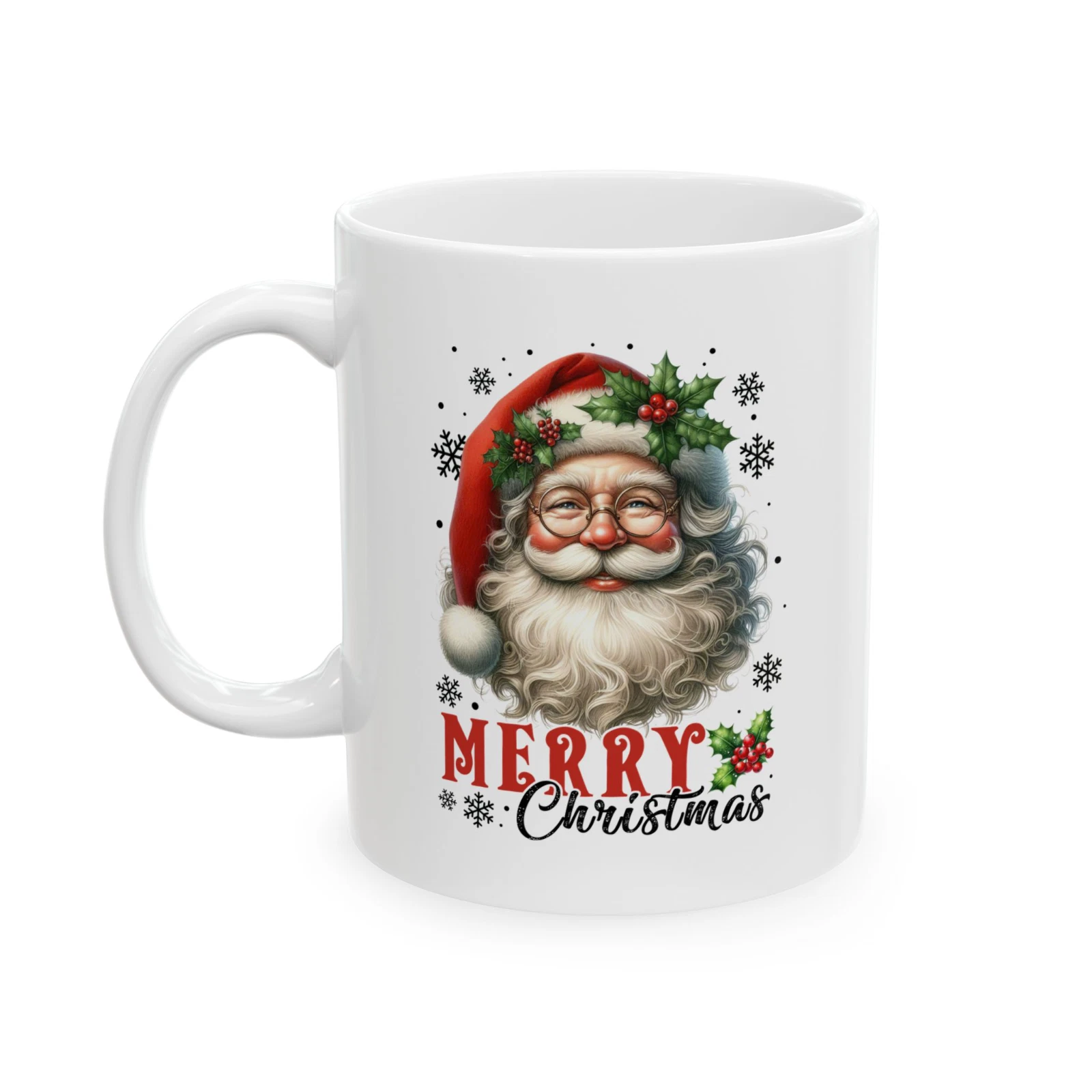 Christmas Santa Mug, Retro Holiday Coffee Cup for Tea and Hot Beverages