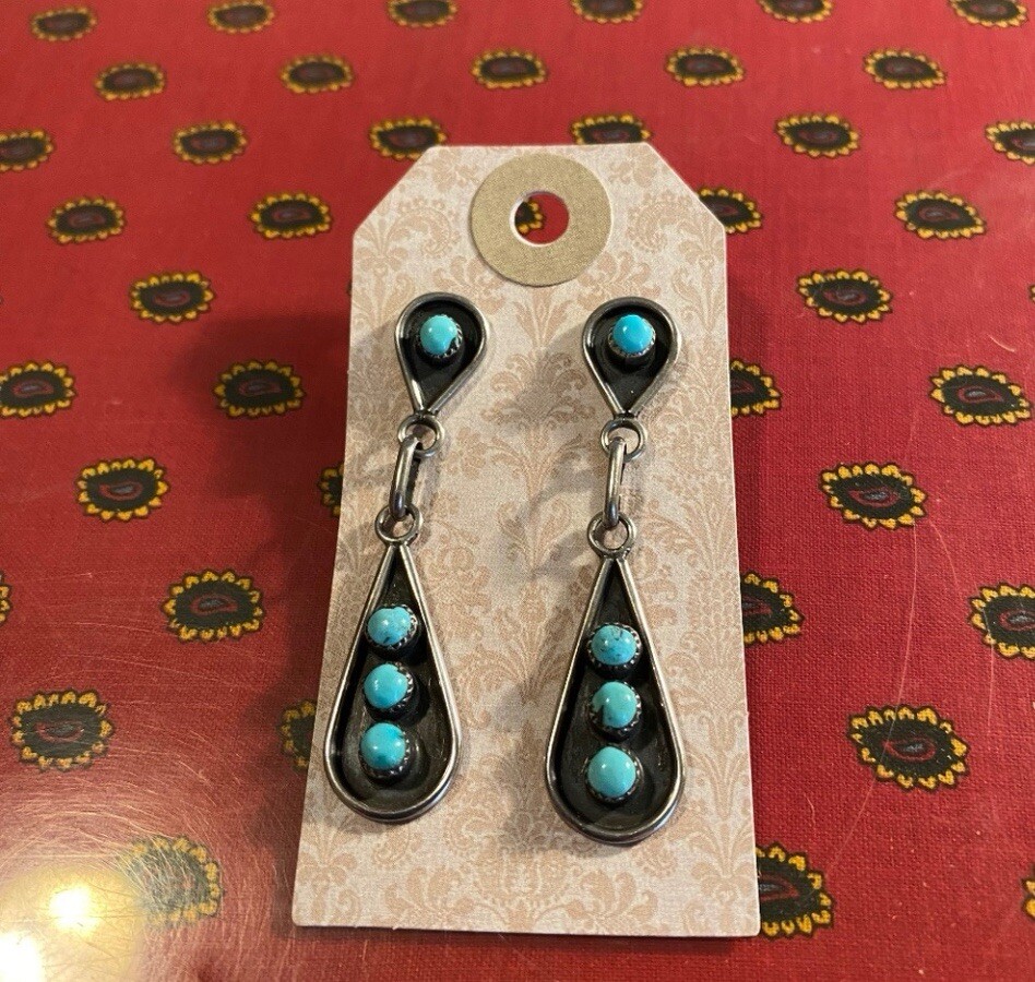 Turquoise Shadowbox Dangle Earrings - image 4