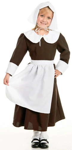 Pilgrim Girl Thanksgiving Costume complete with Bonnet Hat