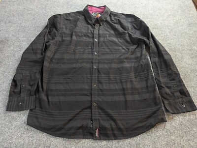Amplify Shirt Mens 2XL Black Button Down Long Sleeve Striped Pocket 
