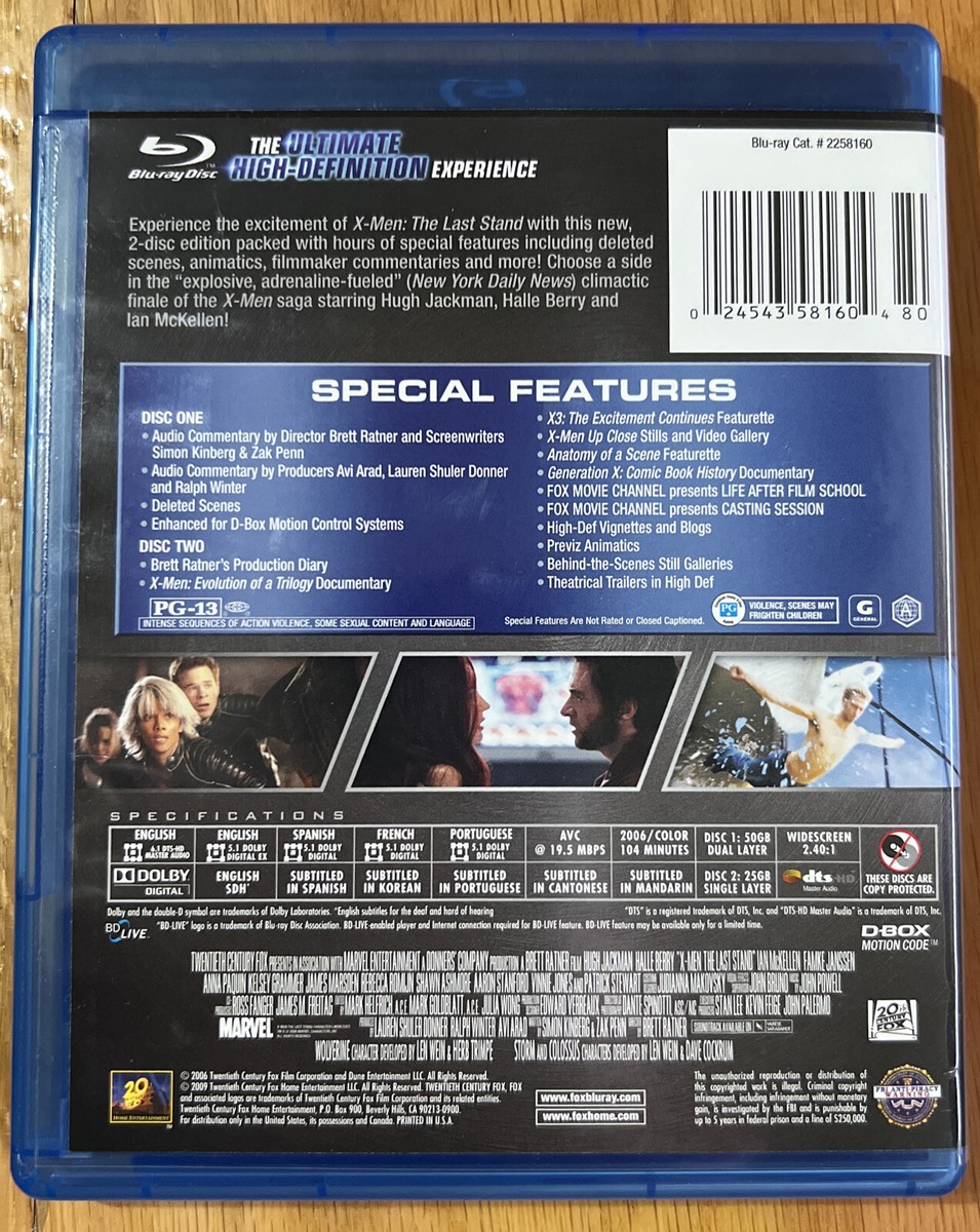 X-Men: The Last Stand (Blu-ray Disc, 2009, 2-Disc Set, Checkpoint