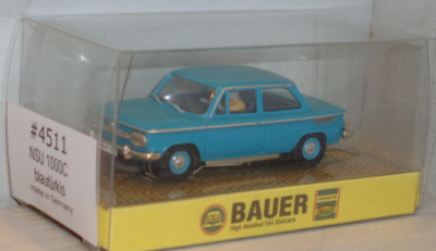 Bauer Modellrennbahnen Auto für (Faller, AMS) #4511 NSU 1000C blautürkis