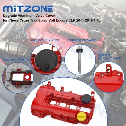 ALUMINUM Valve Cover for Chevy Cruze Trax Sonic Volt Encore ELR 2011-2019 1.4Lπ - Picture 4 of 8