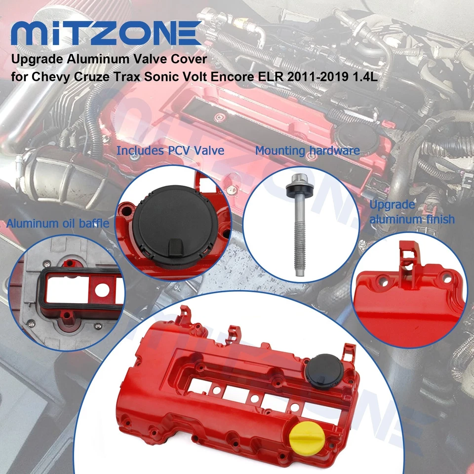 ALUMINUM Valve Cover for Chevy Cruze Trax Sonic Volt Encore ELR 2011-2019 1.4L🚗 - Image 4 of 4