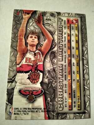 1996-97 CHRISTIAN LAETTNER FLEER METAL NBA CARD #2 ATLANTA HAWKS