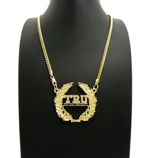 T.R.U The Real University Pendant w/ 24" Box, Cuban, Rope Chain Hip Hop Necklace