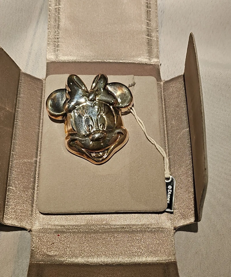 LARGE VINTAGE STERLING SILVER MINNIE MOUSE PIN/PENDANT w/ chein free shipping 