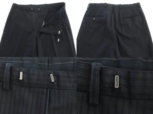 GUCCI Tom Ford epoca rigato lana prese d'aria laterali set up tuta singola 48R nero