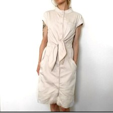 Marc Jacobs Cream/Tan Snap Front Tie Waist "trench" dress Size 4 GUC Designer