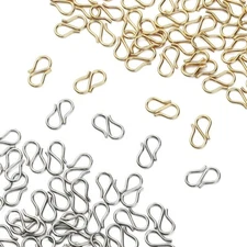 100x S-Hook Clasps S Hooks Necklace Clasp Connectors for Necklace Jewelry Making