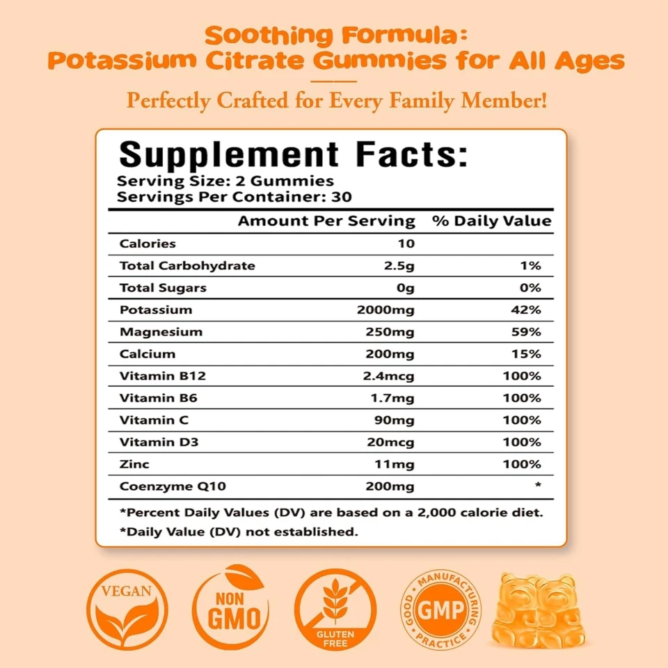 Pack de 2 gomitas de citrato de potasio - Alta potencia 60 unidades 60 (paquete de 2) Foto 4 de 4