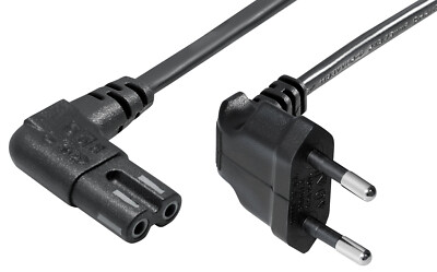 Euro-Stecker CEEE7/16 Netzkabel für Fernseher an Gerätekupplung IEC60320C7 90°