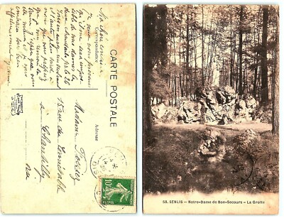 S03-0398, SENLIS, NOTRE DAME DE BON SECOURS, LA GROTTE, *FRANCE 1925 POSTMARKED
