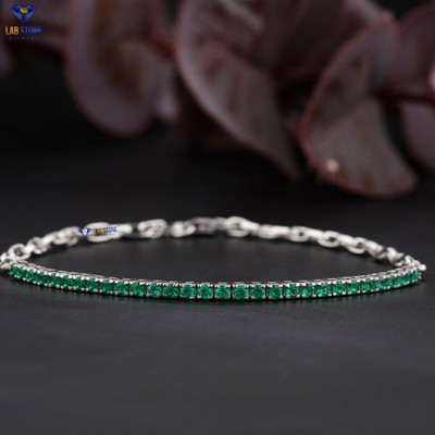 0.90 TCW F.G. Round Cut  Moissanite Diamond Bracelet 10k White Gold Labstone