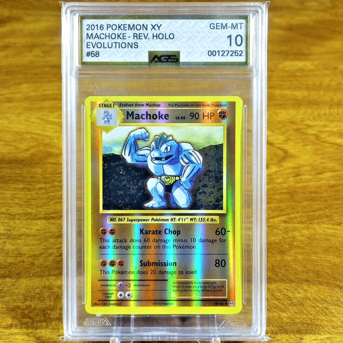 Pokemon XY Evolutions Reverse Holo Machoke 58/108 AGS Gem-MT 10 Uncommon 2016