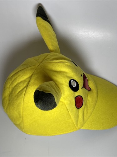 Pokémon Pikachu Hat Cap Youth Face With Ears Child Sized Yellow Halloween - Picture 5 of 12