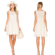 Free People Vintage Miles of Lace A Line Mini Dress Fairy Boho, Ivory - Size S