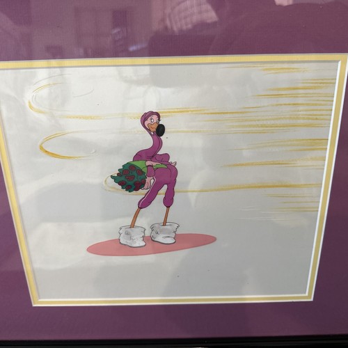 Rare Animated Pink Flamingo Jogging Suit Flower Character Production Cel - Picture 2 of 7