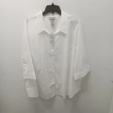 NWT Catherines White 3/4 Sleeve Button Down Petite Top Size 2XWP (22/24WP)