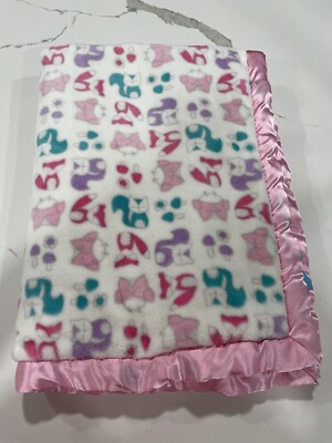 Lightning Bug Owl Fox Blanket Pink Satin Trim