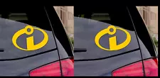 The Incredibles Logo Two Pack 5" Yellow Vinyl Decals Car Laptop Windows Tumbler