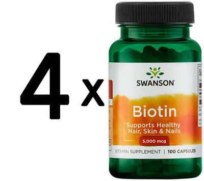 4 x Swanson Biotin, 5mg - 100 caps (138,83 EUR/kg)