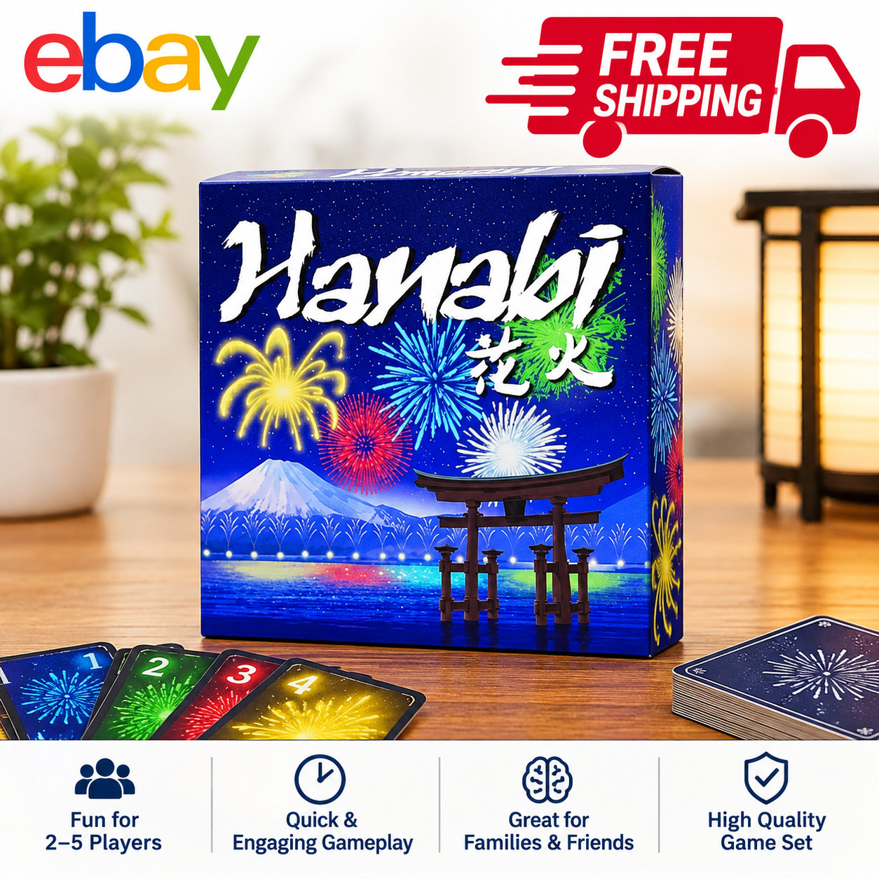HANABI Board Game – 2-5 Players, Easy & Fun Party/Family Card Game.