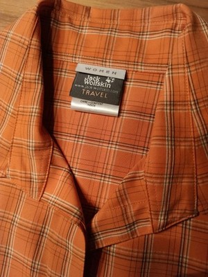 JACK WOLFSKIN Travel Bluse Gr. L  42 44 orange kariert chic Urlaubsbluse wie neu