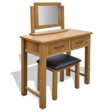 Chêne Table de toilette avec tabouret Coiffeuse chambre à coucher vidaXL