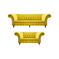 Wohnzimmer Gelb 2X Sofas Dreisitze Mit Zweisitzer Couch Textil Chesterfield