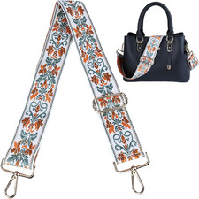 Purse Strap, Adjustable Embroidery Flower 2 Inch Wide Purse Straps Replacement C