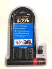 Cal-Hawk Extra Long U-Lock Motorcycle Bicycle PVC Coated Locks with 2 Keys