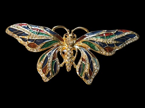 Vintage Camrose & Kross JBK Jackie Kennedy Enamel Butterfly Gold tone Brooch - Picture 10 of 10