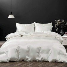 5 Pieces Satin Duvet Cover Full/Queen Size Set, Luxury Silky
