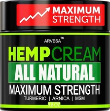 Natural Hemp Cream - Maximum Strength Gel - Hemp Cream with Arnica, MSM, Glucosa