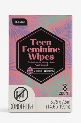 B. Pure Teen Femenine Wipes   Helps Odor Control / Peach Scented / Body / Face 