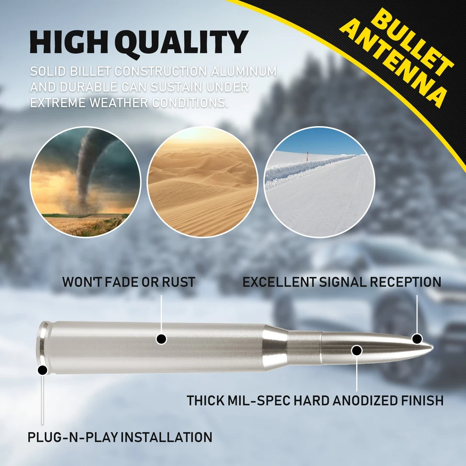 Antena Premium de 5,3 pulgadas de aluminio Gunmetal plateada apta para Ford F-450 Super Duty Foto 4 de 4