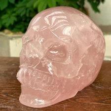 5.61LB top Natural pink rose quartz energy skull hand carved crystal reiki