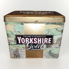 Yorkshire Tea Taylors of Harrogate Gold Embossed Teabag Tin Vintage Rare WEAR