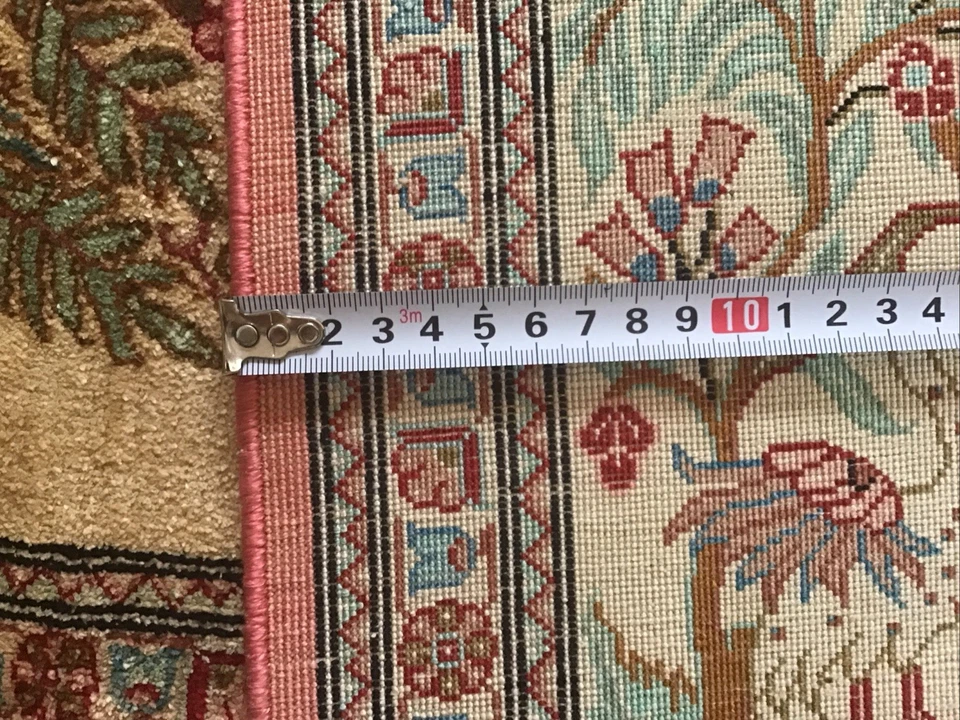 Lujosa alfombra oriental de seda floral turquesa con elegantes huéspedes 92*59 Foto 3 de 4