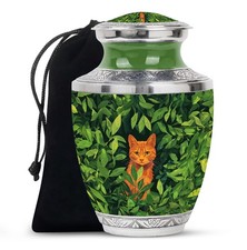 Orange Cat Urns for Ashes Adult Male, Burial Urn 10 Inch 