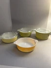 Lot Of 4 Vintage Pyrex Bowls and 3 Glass Lids