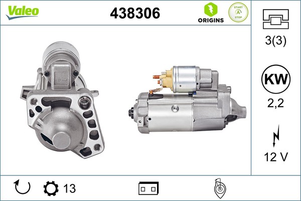 Anlasser Starter Valeo Origins Stop&Start - NEW O.E. Technologie 438306 12V AWD-image