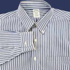 Brooks Brothers Regent Fit Non Iron Striped Button Down Shirt Men 17 34