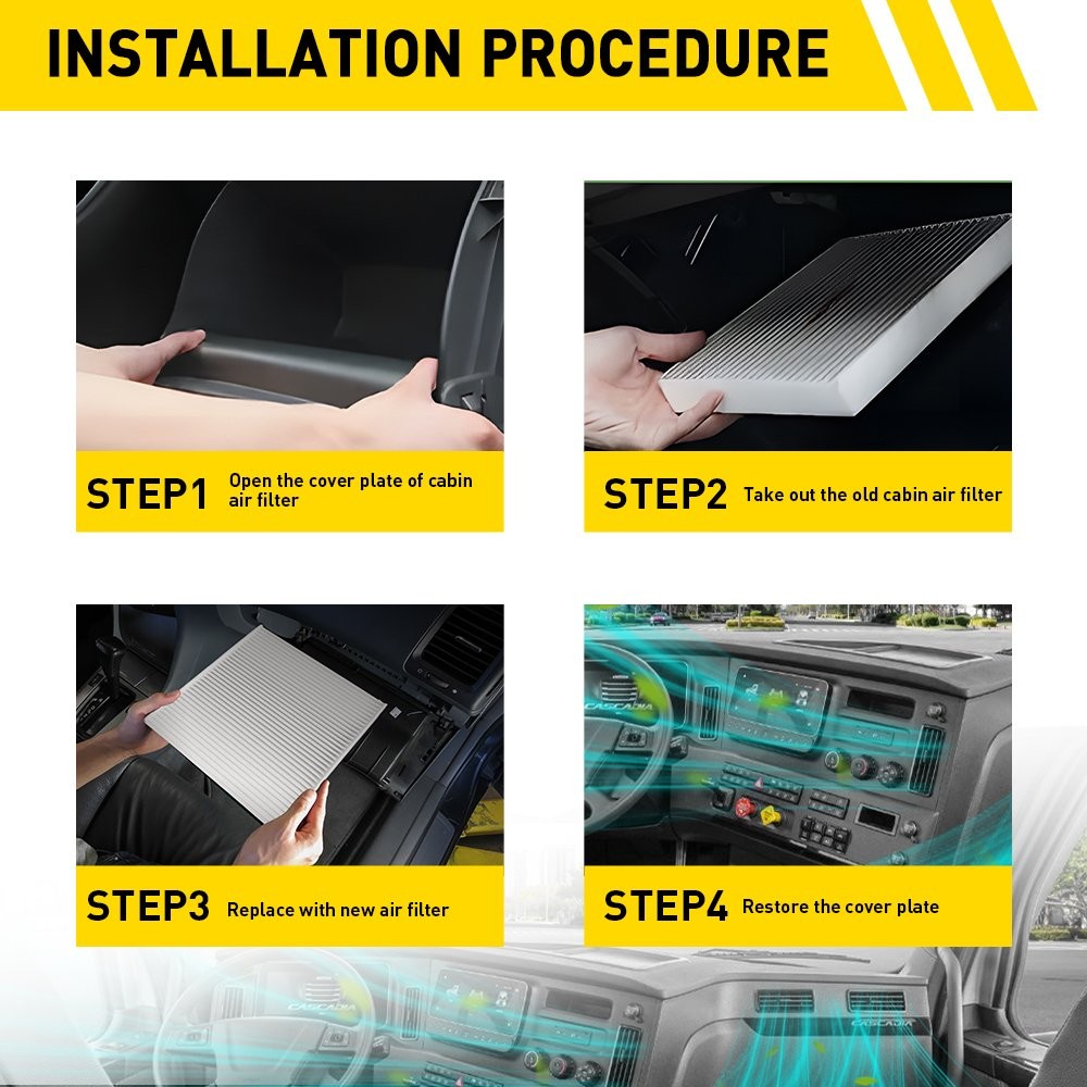 PA4857 P609422 For Freightliner Columbia Cascadia Cabin Air 2PCS Filter Set thumbnail 8