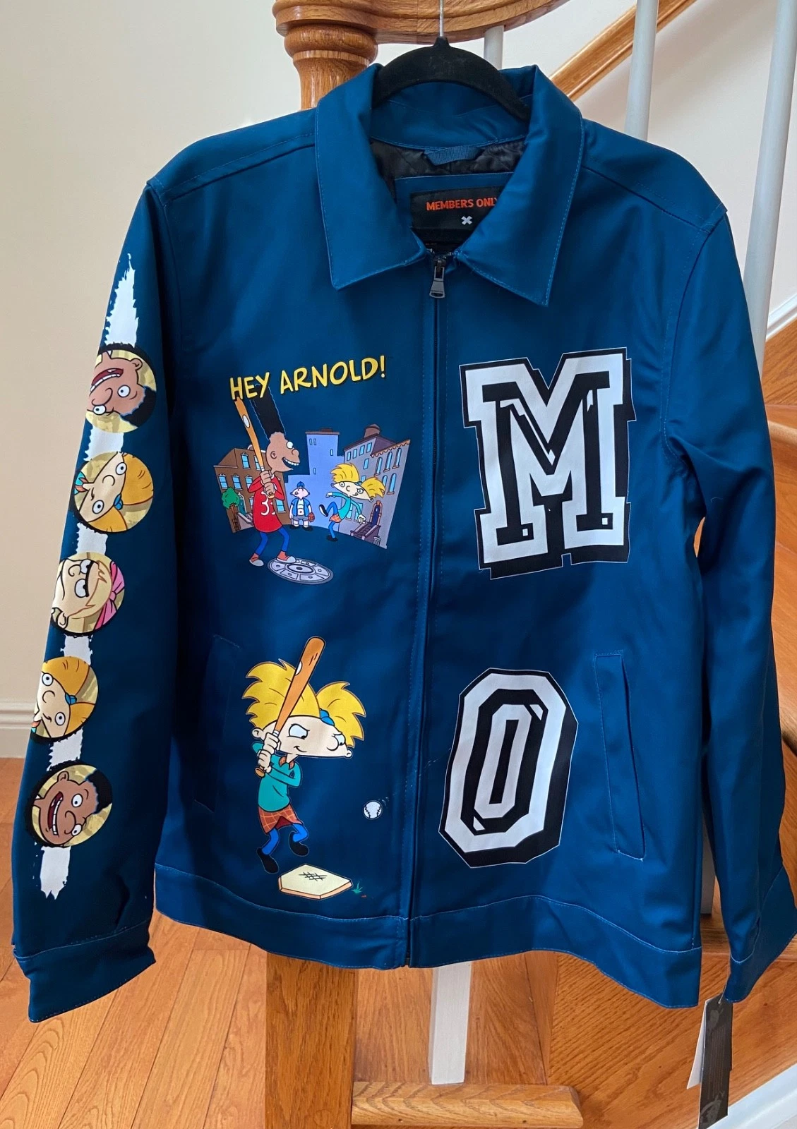 Members Only X Nickelodeon Hey Arnold Collab Jacket, Blue, Size Medium - NWT