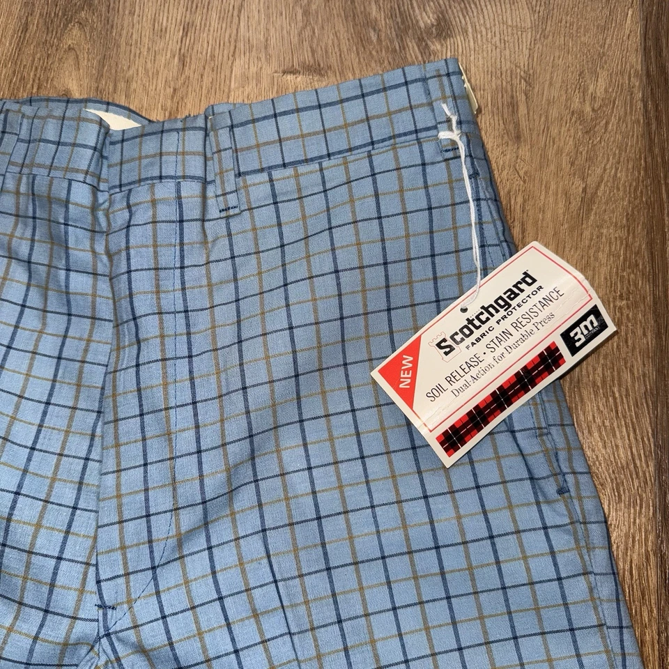 Pantalones Cortos Campus De Colección Años 60 Para Hombres 29 Pantalones MCM Mod Atómico Cuadros Hechos en EE. UU. Sin Stock Nuevo de Lote Antiguo Foto 3 de 4