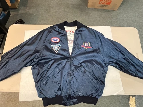 Vintage Robby's Sportswear Chris Craft Boats Embroidered Blue Satin Jacket Sz XL - product listing photo