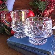 Waterford Crystal Elegant Lismore Footed Creamer and Open Sugar Bowl