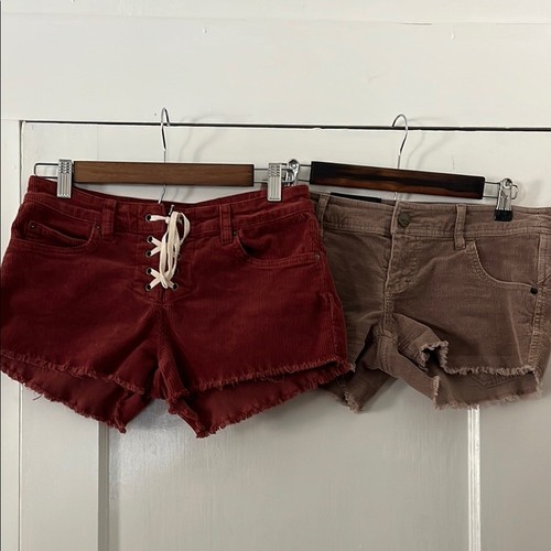 Billabong Red and Oakley Brown Corduroy Shorts Vintage Set Y2K XS - Picture 1 of 8